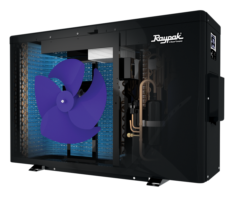 Raypak 65–I–R Crosswind Heat Pump, 65K BTU, 208/230V, 60Hz, 157 lbs, Digital Control, Spiral Titanium Heat Exchanger