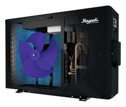 Raypak 65–I–R Crosswind Heat Pump, 65K BTU, 208/230V, 60Hz, 157 lbs, Digital Control, Spiral Titanium Heat Exchanger