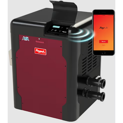 Raypak P-R264A-EN-N Low NOx Avia HD Natural Gas Heater, 266K BTU, Polymer Headers, NiTek Heat Exchanger, 135 lbs, 3/4” NPT, 2” Buttress, Built-in Wi-Fi